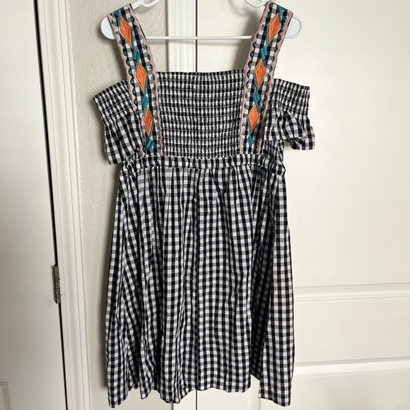 🔴 CLEARANCE
Stylish Off-Shoulder Checkered Dress with Embroidery - Picture 4 of 4